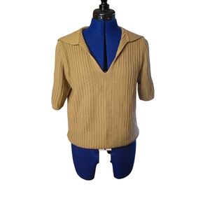 Banana Republic Tan Ribbed Short Sleeve Sweater